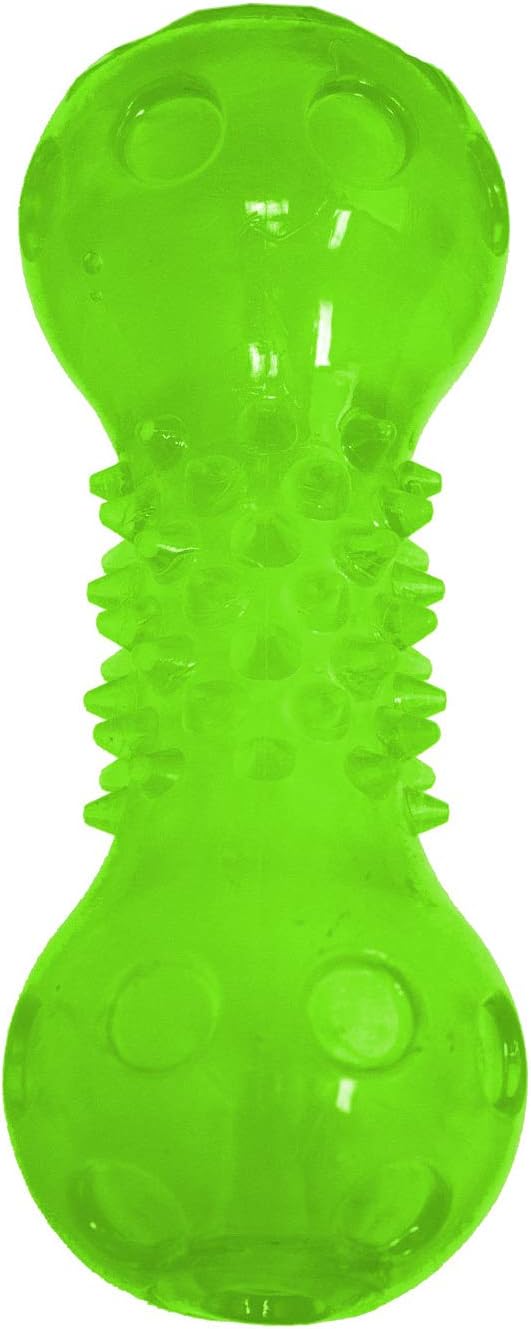Hyper Pet Dura-Squeaks Barbell Interactive Fetch Dog Toy with Squeaker Made with sturdy TPR that Floats in Water