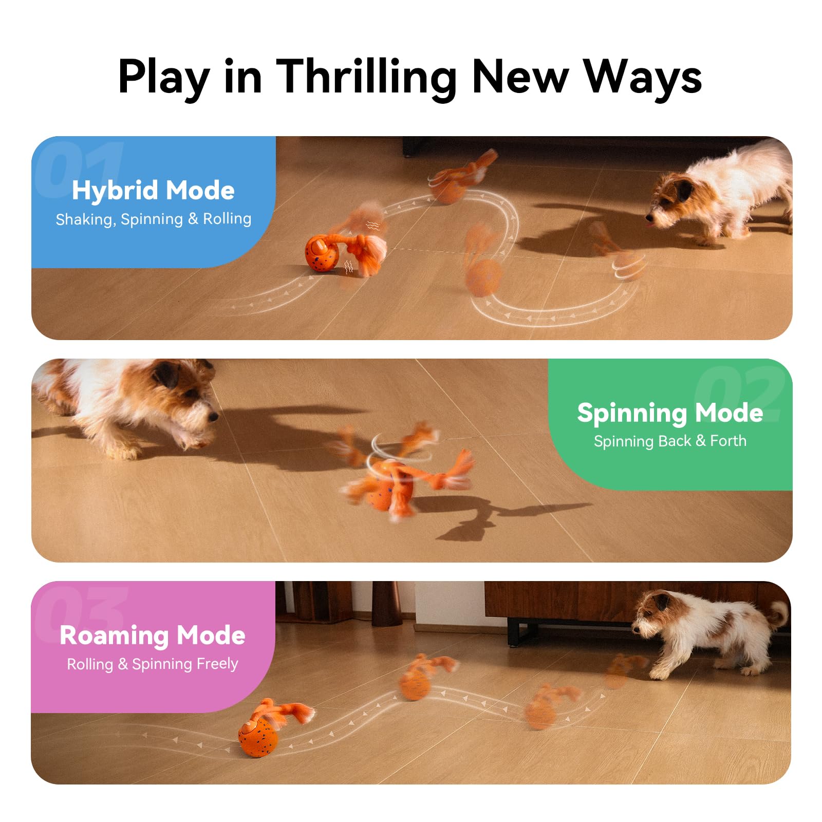 Cheerble Smart Interactive Dog Toy, Wicked Ball Rolly, Automatic Moving, Bouncing, Rotating, E-TPU Material, Active Rolling Interactive Dog Ball for Medium and Large Dogs (Blue)