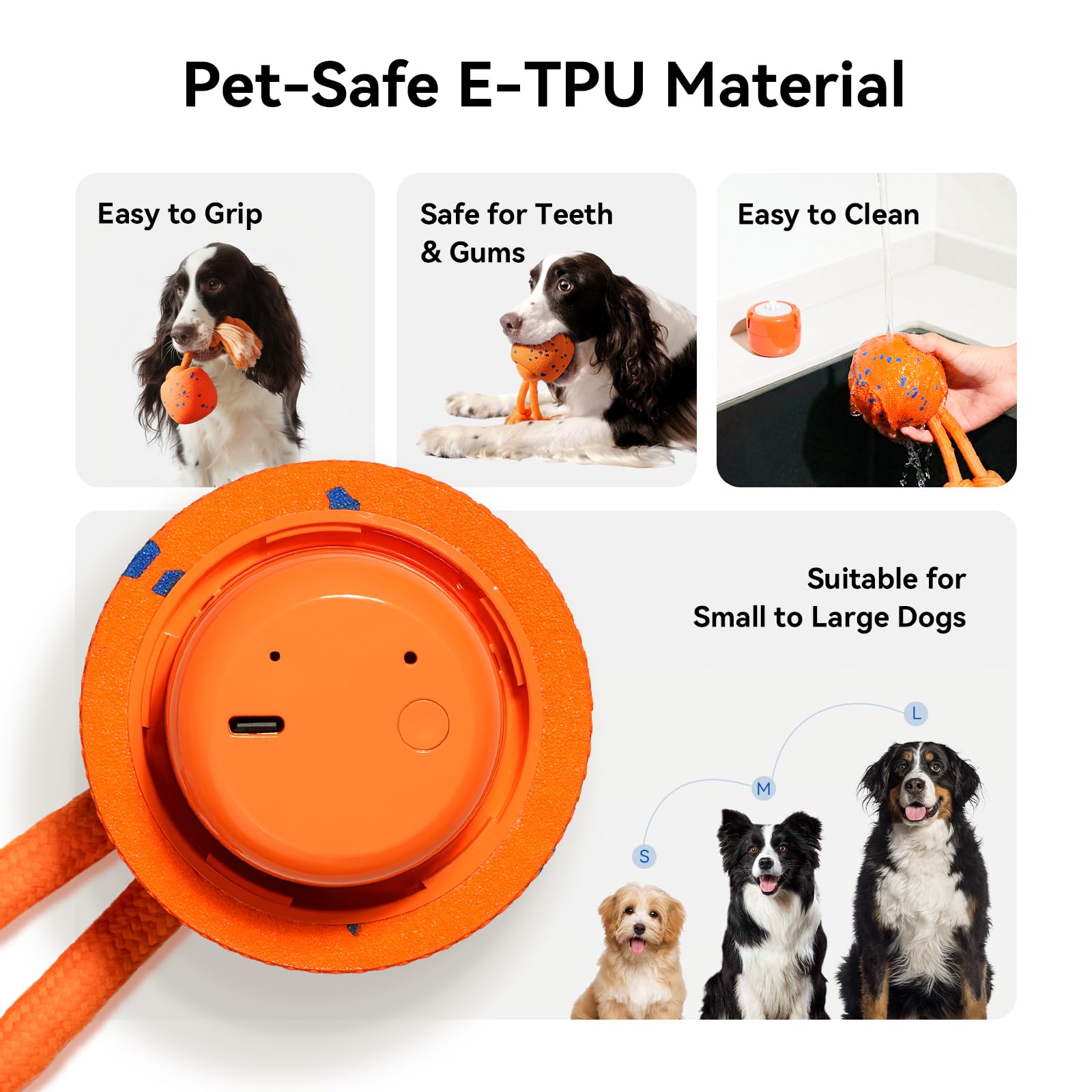 Cheerble Smart Interactive Dog Toy, Wicked Ball Rolly, Automatic Moving, Bouncing, Rotating, E-TPU Material, Active Rolling Interactive Dog Ball for Medium and Large Dogs (Blue)