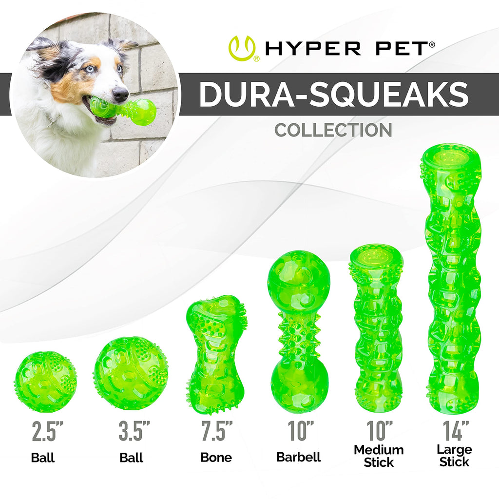Hyper Pet Dura-Squeaks Stick Dog Toy, Large, Green
