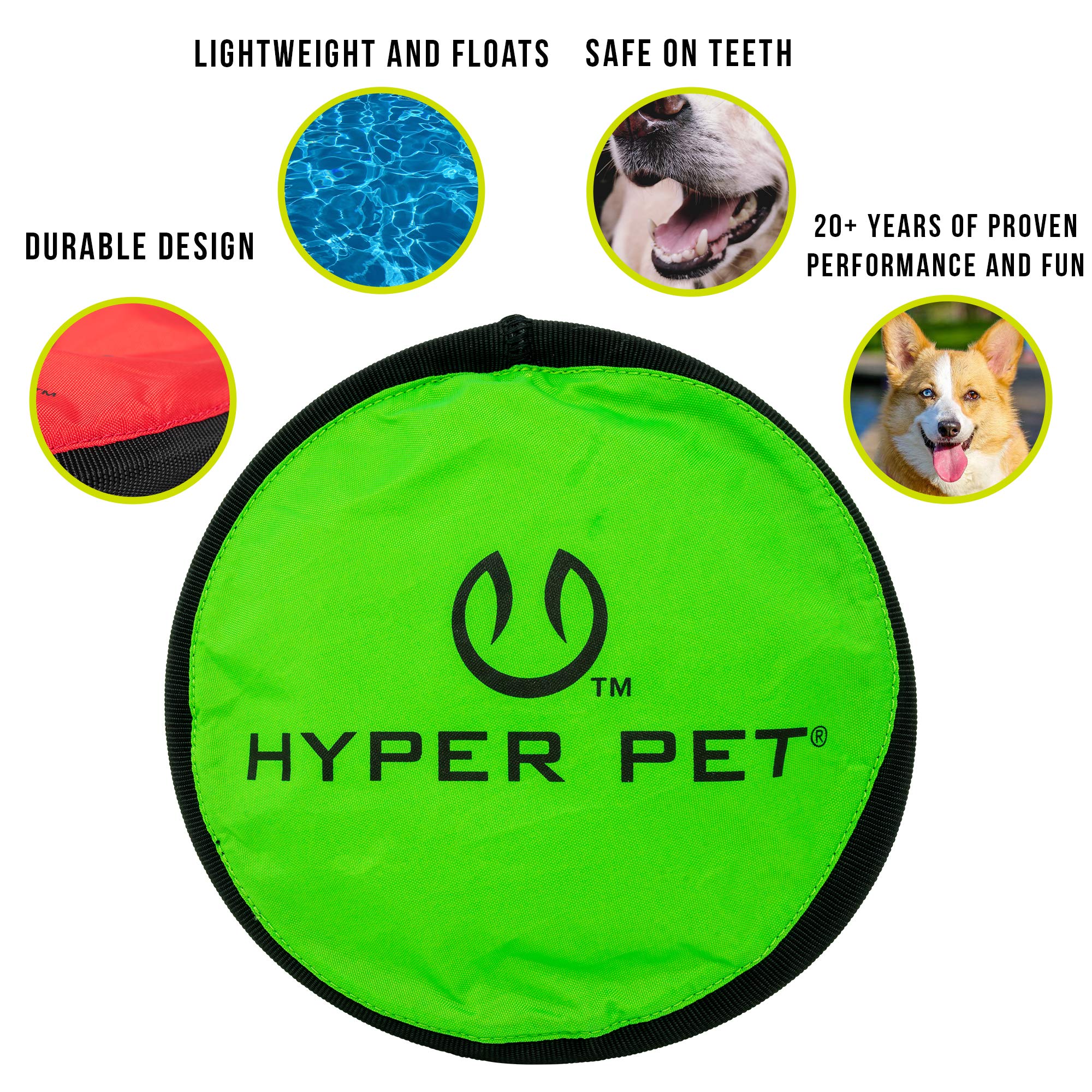 Hyper Pet Flippy Flopper 9" Flying Disc Soft Dog Toy, Floats in Water & Safe on Teeth, for All Breeds, Pack of 5 (Colors May Vary)