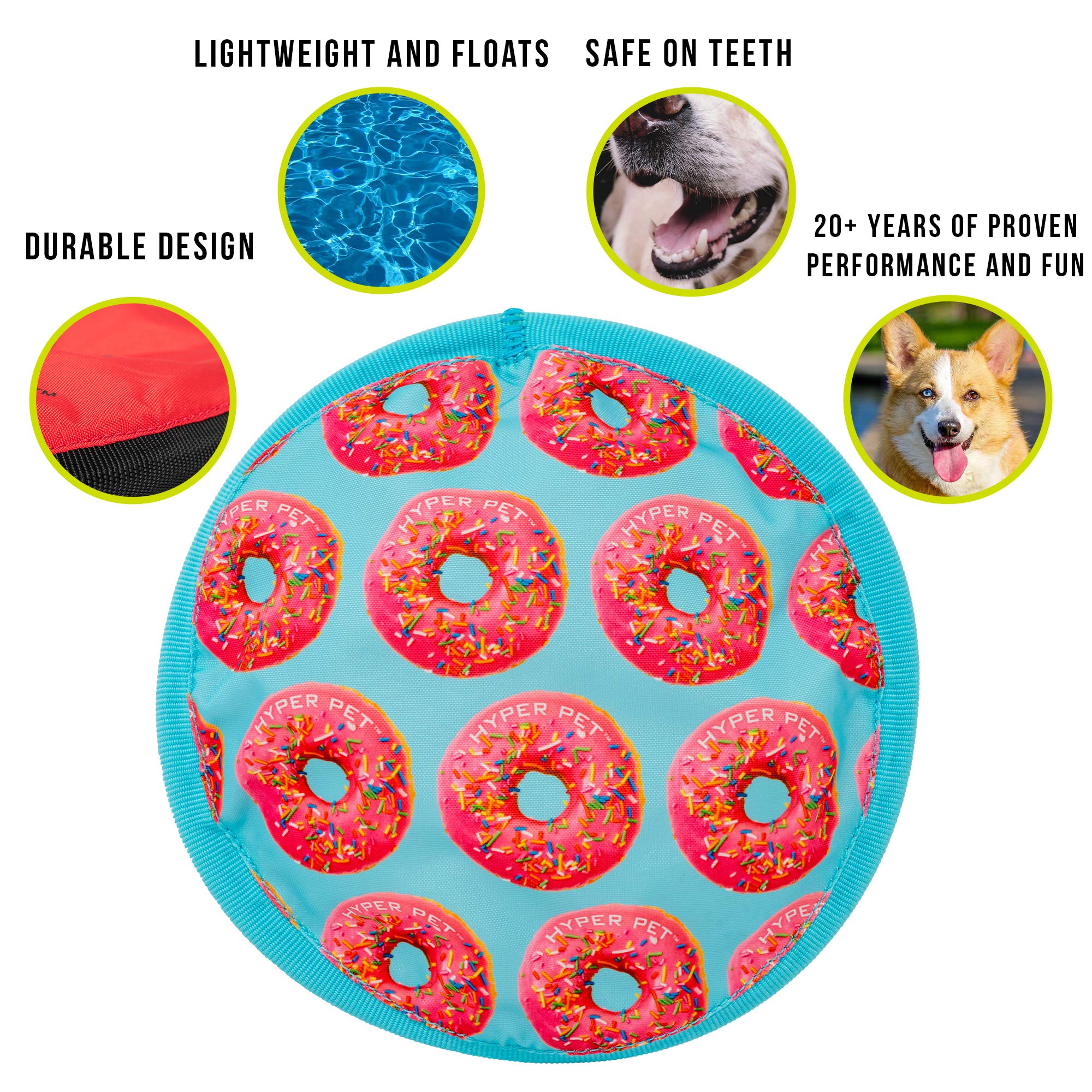 Hyper Pet Flippy Flopper 9" Flying Disc Soft Dog Toy, Floats in Water & Safe on Teeth, for All Breeds, Pack of 5 (Colors May Vary)